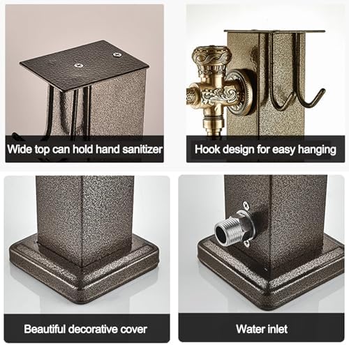 Antique Stainless Steel Garden Water Column with Faucet, Outdoor Anti-Freeze Floor Mount Water Tap with Garden Hose Holder Freestanding(A-80cm/31.5in) - Image 2