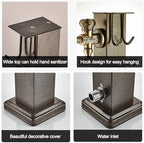 Antique Stainless Steel Garden Water Column with Faucet, Outdoor Anti-Freeze Floor Mount Water Tap with Garden Hose Holder Freestanding(B-60cm/23.6in) - Image 2