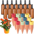 Baderke 24 Pcs 12 Set Plant Watering Devices, Terracotta Watering Spikes with 25 oz Plastic Wine Bottles, Slow Release Vacation Insert Automatic Plant Waterer Devices for Indoor Outdoor by Baderke