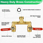 360° Rotatable Garden Hose Splitter 2026 Upgrade 3/4" GHT Swivel Brass Hose Splitter, High Flow Spigot Splitter with Seperately Shut Off Valves, Heavy Duty Faucet Splitter for Outdoor Garden Courtyard - Image 6