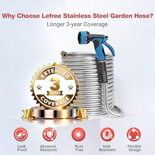 Lefree 100ft Metal Garden Hose with Upgraded Leak‑Proof Rubber Sleeve - Image 2