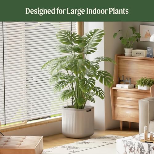 15 Inch Self-Watering Planter for Indoor Plants – Large Modern Plant Pot with Built-In Water Reservoir, Ideal for Monstera, Fiddle Leaf Fig, Palms & Peace Lily, Without Trellis (2, Cream White) - Image 3
