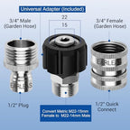 Pressure Washer Quick Connect Kit, 9-Piece Stainless Steel Adapter Set, M22-14mm to 3/8" Quick Disconnect with M22-15mm Adapter, 3/4" Garden Hose Fittings for Gas & Electric Pressure Washers - Image 6