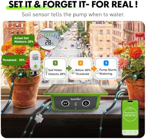RAINPOINT Solar WiFi Drip Watering System & WiFi Moisture Sensor Combo Pack - Image 2