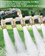 5 Way Hose Splitter, Heavy Duty Full Flow Garden Hose Splitter with 4 Large Metal Handles, Brass Water Hose Bib Splitter, T Adapter Connector with 3/4 - Inch GHT Thread (Green) - Image 6