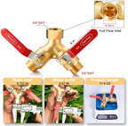 Garden Hose Splitter Full Flow Splitter No Restricted-Flow Connector Heavy Duty Brass Hose y Splitter, 2 way High Flow Hose Bib Adapter with Shut Off Valves (Long Handle) - Image 2