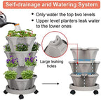GameXcel Vertical Planter Tower - 4 Tier Stackable Garden Planters with Wheels and Tools Plant Pots for Strawberry Herb Flower and Vegetable Indoor Outdoor Use Gray 2 Pack - Image 4