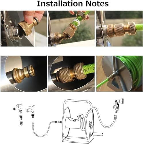 Outdoor Hose Holder Storage, Portable/Wall Hose Reel Set,Heavy Duty Garden Hose Reel with Flexible 2/1" PVC Rubber Hose, Home Hose Storage Solution (Color : 10m) - Image 6