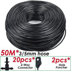 Garden 3/5mm PVC Hose Micro Drip Irrigation System, with 2-Way Connector 1/8'' Tubing Pipe Arrow Dripper Greenhouse(50M) - Image 2