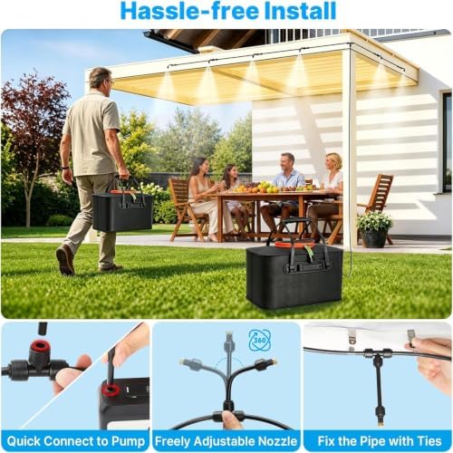 Bluepro 50FT Portable Misting System,Outdoor Water Cooling Mister with Pump - Image 5