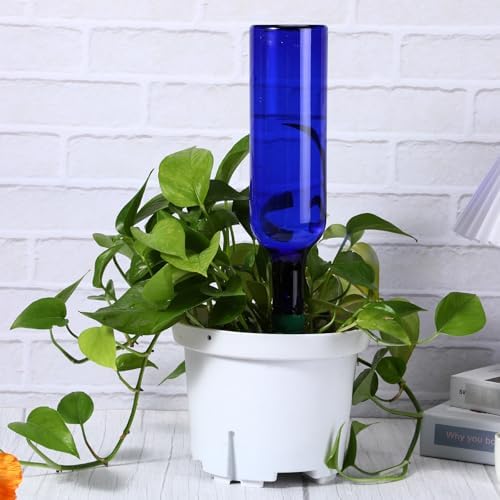 SiliFine 8 Set Plant Watering Devices Include Self Watering Spikes and 26 oz Plastic Bottles Plant Waterer Devices with Adjustable Control Valve Switch Indoor Outdoor (Blue) - Image 5
