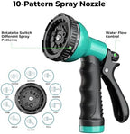 Expandable Garden Hose 50 ft with 10 Function Spray Nozzle, Flexible, Kink Free, Leak-Proof, Ultra Lightweight Retractable Stretch Water Hose 50ft for Yard, Lawn, Car Wash and Outdoor (Black Cyan) - Image 5