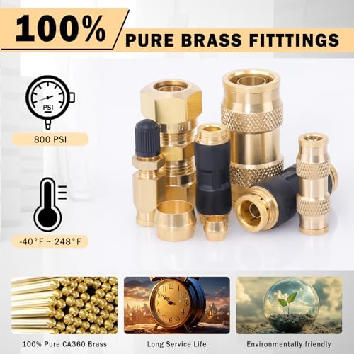 CheeMuii 60PCS Brass DOT Air Line Fitting Quick Connect & Compression Union - Image 3