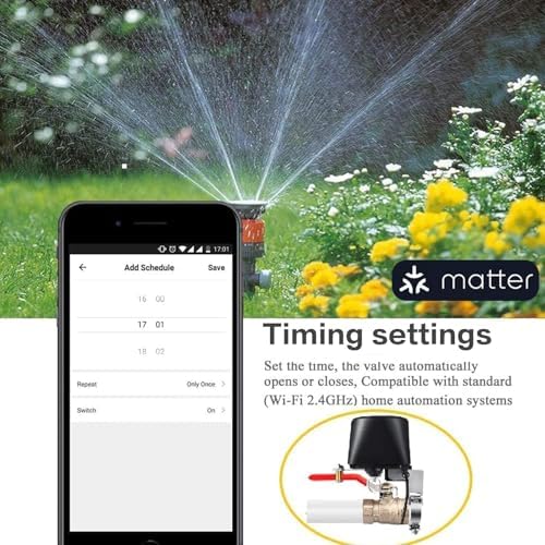 Jinvoo Matter Smart Water Valve, Matter Valve, Electric Smart Valvee, Automatic Ball Valvee Watering Timer, Sprinkler Controller, for Applee Home, Alexa, Google, SmartThingss, Requires Matter Hub - Image 7