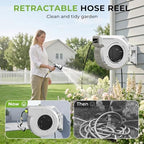 Retractable Garden Hose Reel, 1/2 Inch x 155ft, Wall Mounted Hose Reel - Image 2
