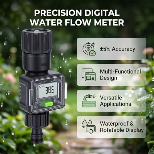 Digital Water Meter with Brass Inlets, 180° Rotatable LCD - Image 3