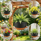 12" Self Watering Hanging Planters with Chains, Black Brown，2 Pack - Image 6