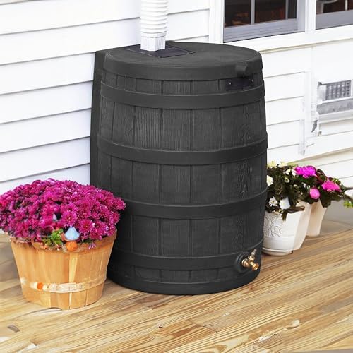 Good Ideas Rain Wizard Water Collection Barrel, 50 Gallon, Oak, 3 Pack - Image 4