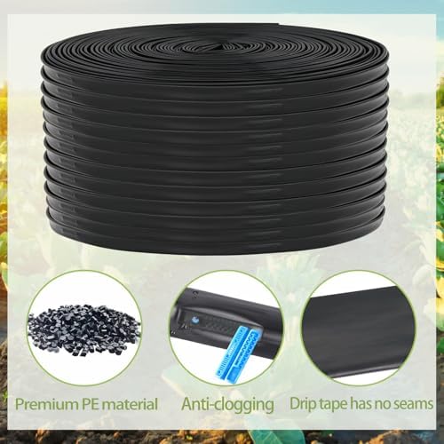 3280 ft 5/8" Drip Irrigation Tape Kit 8 mil Emitter Spacing 6" Flat Drip Tape with 140 PCS Drip Tape Connectors Automatic Irrigation Equipment for Garden Irrigation Emitter Flow:0.79 GPH - Image 6