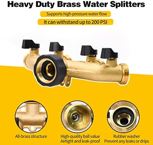 2 Pack 4 Way Hose Splitter, with Rubber Washers & Tapes - Image 5