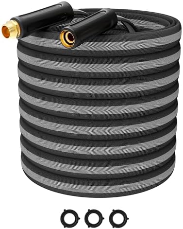 100FT Garden Hose, 2026 New Upgraded Fabric Thickened Non-Expanding Water Hose, Ultra Lightweight & Flexible, Burst-Resistant, Kink-Free Hose 700 PSI for Outside, RV, Yard, 3/4GHT, Black-Gray by Unknown