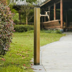 Floor Mounted Faucet Outdoor Water Pipe Vertical Fountain Irrigation Column,304 Stainless Steel Freestanding Hexagon Garden Water Column Fountain with Retro Faucet, 50cm Tall Outdoor Decorat - Image 3