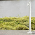 Premium Vertical Square 304 Stainless Steel Garden Hose Holder with Double Faucet, Antifreeze Design, Freestanding for Patio & Backyard - Elegant White Finish by Unknown