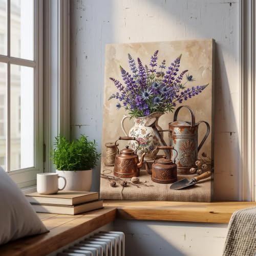 Purple Wildflowers Copper Kettle Art (Wrapped Canvas,24x36inch) - Image 2
