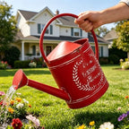 Vintage Metal Watering Can with Fresh Farmhouse Flowers Emboss Garden Distressed Red Decorative Watering Pot Farmhouse Waterer for Home Garden Balcony Courtyard Christmas Decor (Red) - Image 4