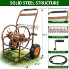 WERMAH Garden Hose Reel Cart, Heavy Duty Metal w/2 Wheels, Holds 230ft 5/8" - Image 5