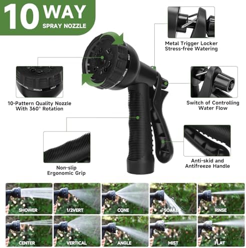 YXT&BEYOND 50 FT Garden Hose - 304 Stainless Steel Lightweight Water Hose w/ 10-Pattern Spray Nozzle - 360° Swivel Fittings, Flexible Metal Garden Hose for Yard Outdoor, Leak-Proof Kink Free - Image 5