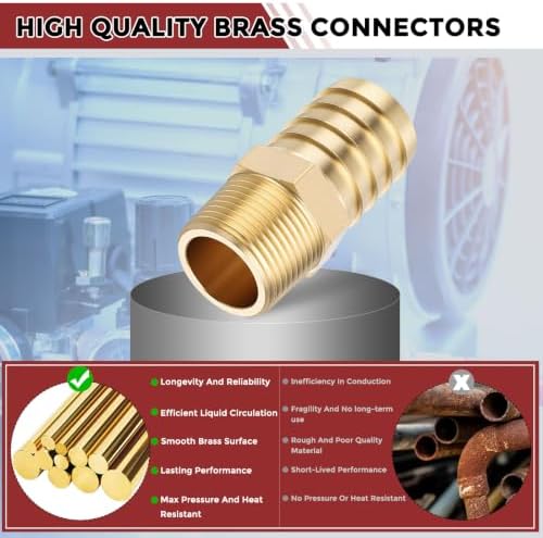 6pcs Brass Hose Barb Fittings 1" Hose Barb to 3/4" NPT Male - Image 4