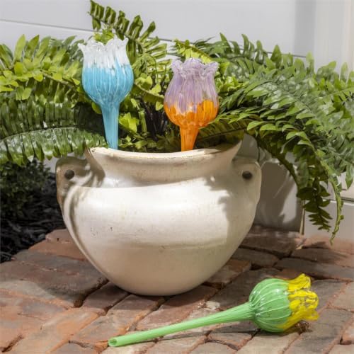 Evergreen Family Products Pollinator Garden Plant Support & Accessories, Watering Globe, Art Glass, Tulips, 1 Count by Unknown