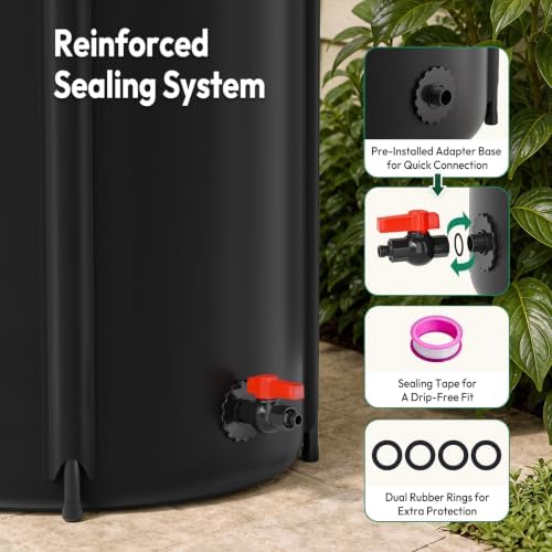 VINGLI Collapsible Rain Barrel Portable Rain Water Collection (Black, 50 Gallon) - Image 3