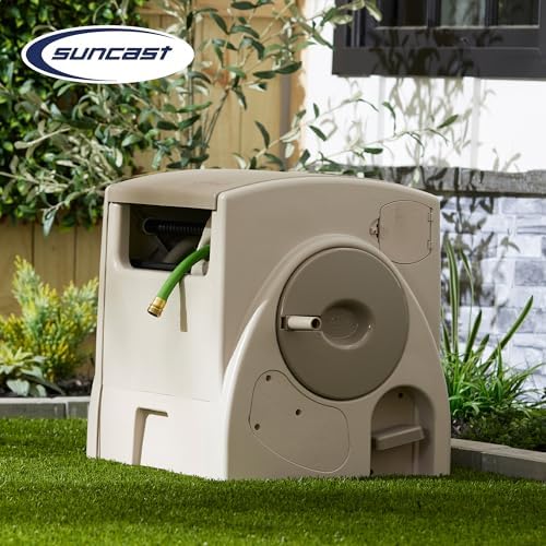 Suncast 2 Pack Automatic Rewind Garden Hose Reel, 100 ft. 5/8 in. Vinyl Hose Holder, Light Taupe - Image 5