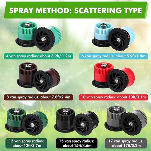 Honoson 60 Pcs Sprinkler Heads Replacement, 4/6/8/10/12/15/17 Van, Multi - Image 4