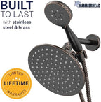 HammerHead Metal Dual Shower Head Combo With 3-Spray Handheld and Rainfall - Image 2