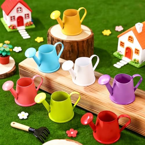 14 Pcs Mini Watering Can Miniature Color Watering Pot Garden Water Can Mini Kettle for House Crafts Party Favors - Rustic Galvanized Jug Vase, House Decor & Gardening Accessories for Flowers - Image 4