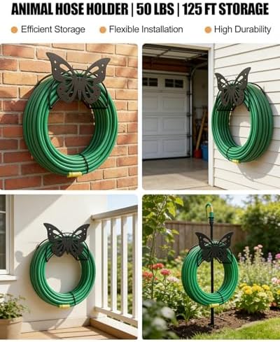 Butterfly Garden Hose Holder Wall Mount MetalHeavy Duty Hose Hanger125'5/8" - Image 5