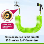 AUTOMAN Recoil Garden Water Hose 50 ft, EVA Curly Water Hose with Brass Connectors, Garden Hose Coil,Includes 7-Pattern Function Sprayer,Retractable,Corrosion Resistant Garden Coil Hose.Green - Image 3