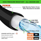 75FT Garden Hose, 2026 New Upgraded Fabric Thickened Non-Expanding Water Hose, Ultra Lightweight & Flexible, Burst-Resistant, Kink-Free Hose 700 PSI for Outside, RV, Yard, 3/4GHT, Black-Gray - Image 3