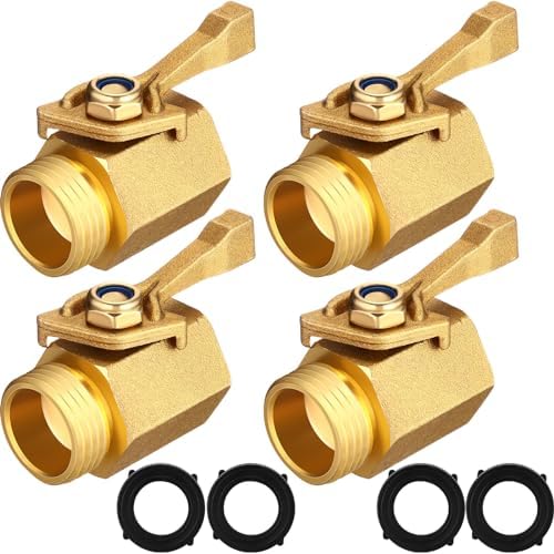 Therwen 4 Pack 3/4 Inch Brass Garden Hose Shut off Valve Water Connector by Therwen