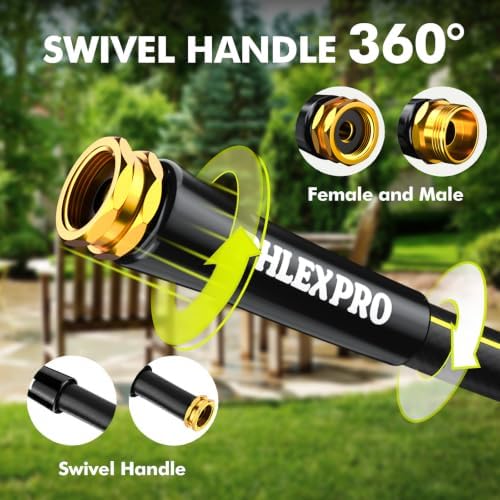 200 FT Heavy Duty Garden Hose, 5/8 in Rubber Water Hose, Black - Image 2