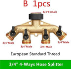 DLLTEC Qinlu-Brass Connector Hose Fitting Washers Hose End Fittings Watering Distributors,4 Way Brass Tap Adaptor Hose Valve Manifold Hose Splitter Tap Adaptors, Corrosion Resistance (Color : B) - Image 2