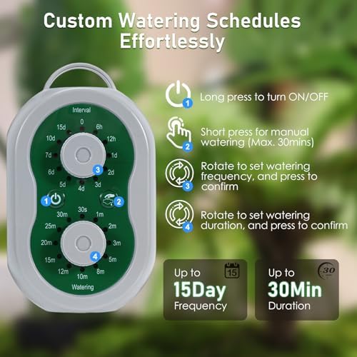 WIOR Automatic Plant Waterer Drip Irrigation System Kit for 15 Potted Plants, Indoor Self Watering System Plant Watering Devices with Programmable Water Timer for Garden Balcony Greenhouse Vacation - Image 6