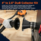 2-1/2" Magnetic Dust Collection Fittings, 7 Pack Dust Collector Kit for 2.5 Inch Shop Vac Hose One-to-Multi Quick Connect and Switch Dust Collection Hose System for Workshop Woodworking Shop Vacuum - Image 6
