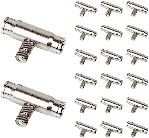 Set of 20 Misting Nozzles Kit for Cooling System with 3/8" Slip-Lock Misting Nozzle Tees, 10/24 UNC High Pressure Mister Nozzles Brass Fogging Spray Head Atomizing Misting Spraye(Size:Orifice: 0.6mm) by Unknown