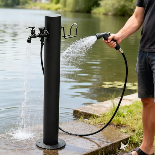 Stainless Steel Outdoor Column Garden Water Faucet with Hose Stand Balck - Image 2
