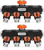 VIVOSUN Garden Hose Splitter 4 Way, Heavy Duty Water Hose Connector 3/4", Water Hose Manifold, Faucet Adapter with Comfortable Rubberized Grip for Drip Irrigation, Lawns (Pack of 2) by VIVOSUN