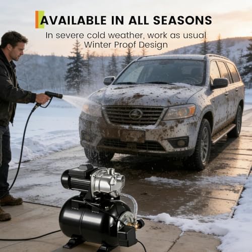 1HP Stainless Steel Water Transfer Pump with Well Pressure Tank – Shallow Well Pump & Irrigation Pump Combo, 130ft Max Lift, 20ft Suction Lift, Automatic Pressure Switch for Farm Use - Image 5